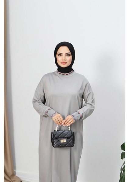 Şeritli Çift Renk Merserize Elbise modelleri