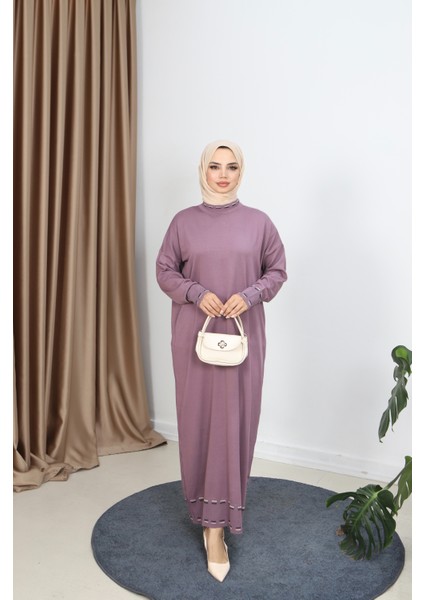 Şeritli Çift Renk Merserize Elbise