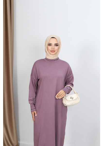 Şeritli Çift Renk Merserize Elbise modelleri