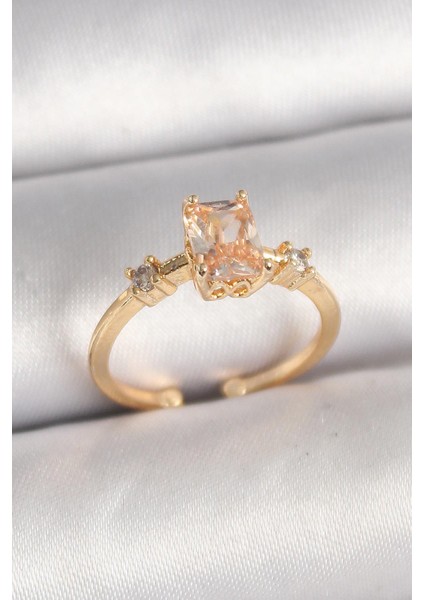 Pirinç Gold Renk Kare Zirkon Taş Model Kadın Yüzük - PRT3500EB04292