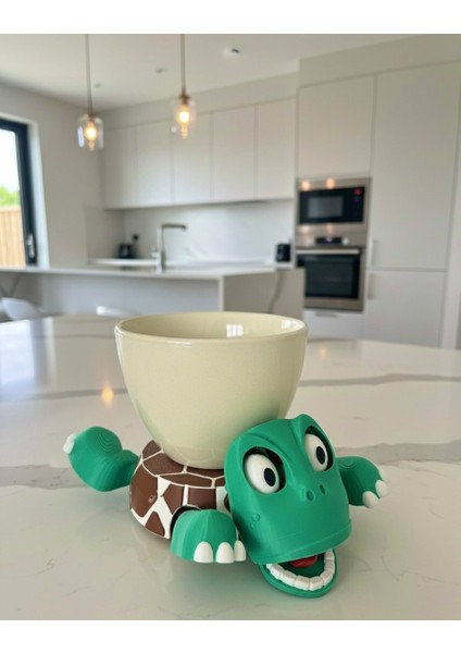 Sevimli Kaplumbağa Bardak Altlığı – Hareketli ve Eğlenceli Kupa Altlığı (Kahverengi-Beyaz Çizgili) fiyatları