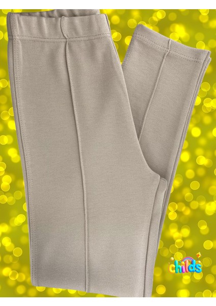 Uzun Çelik Interlok Pamuk Lıkralı Uzun Kız Çocuk Nervürlü Pantolon Tayt