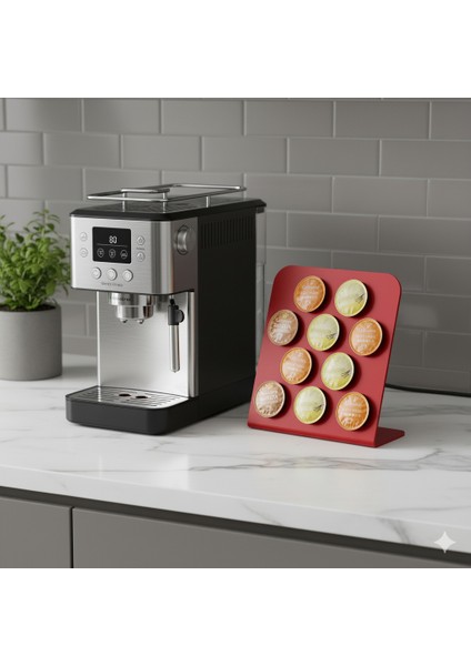 L Kapsül Kahve Standı (Tchibo Uyumlu Kırmızı)