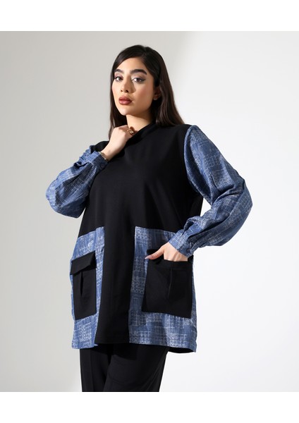 Önden Cepli Tunik Pamuk Büyük Beden Takım