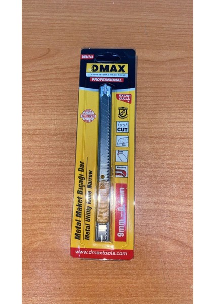 DMX-4744 ( Dar= 9mm x 0.4mm ) ( Metal Gövde ) Falçata Maket Bıçak ( 3x Keskinlik ) (Cep & Kemer Askı Kancalı )*50X16