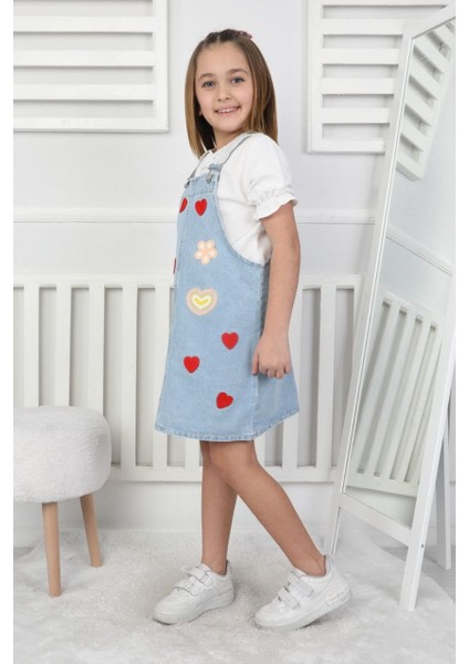 Kalp Desenli Çocuk Kot Jile Elbise fiyatları