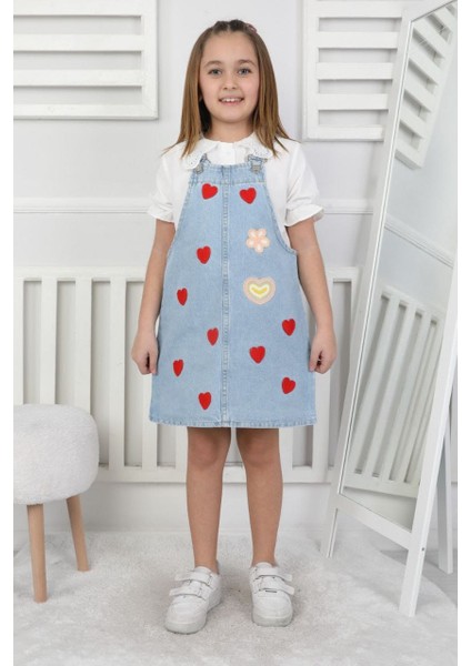 Kalp Desenli Çocuk Kot Jile Elbise indirimleri