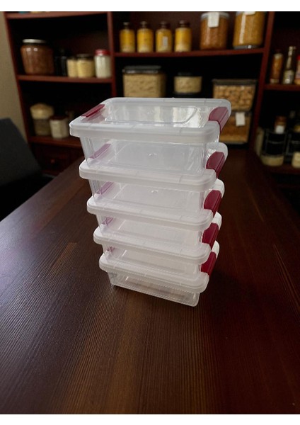 5'li Sızdırmaz Klips Kapaklı Şeffaf Saklama Kabı / Rahat Kullanım Şık Görünüm