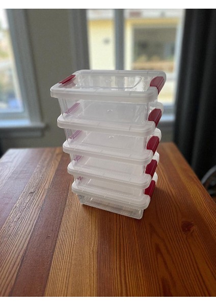 5'li Sızdırmaz Klips Kapaklı Şeffaf Saklama Kabı / Rahat Kullanım Şık Görünüm