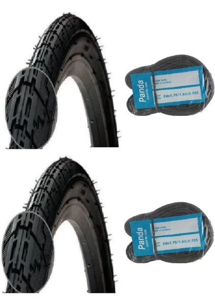 24 Jant 24X1.75 (47-507) Bisiklet Dış Lastiği D2459 x 2 Adet + Panda Iç Lastik Seti