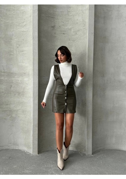 Deri Jile Elbise Haki W24796 indirimleri