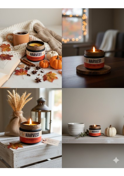 Harvest – Özel Tasarım Balkabağı Kokulu Mum (250GR) 🎃 Doğal Vegan Soya Wax | Ahşap Fitil | Özel Cam Kavanoz modelleri