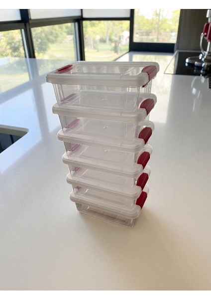 6'lı Şeffaf Klipsli Sızdırmaz Saklama Kabı / Güvenli Şık Yer Kaplamayan Tasarım fırsatları