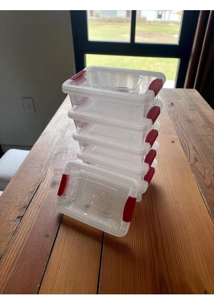 6'lı Şeffaf Klipsli Sızdırmaz Saklama Kabı / Güvenli Şık Yer Kaplamayan Tasarım