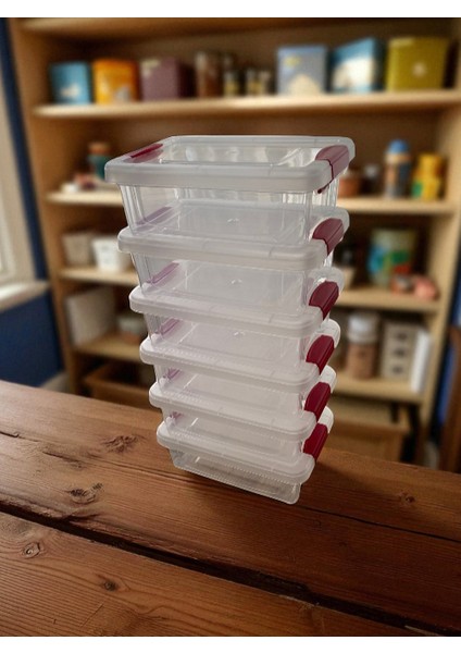6'lı Şeffaf Klipsli Sızdırmaz Saklama Kabı / Güvenli Şık Yer Kaplamayan Tasarım