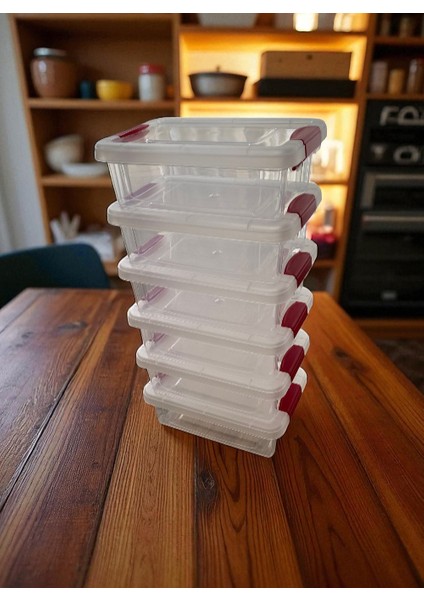 6'lı Şeffaf Klipsli Sızdırmaz Saklama Kabı / Güvenli Şık Yer Kaplamayan Tasarım