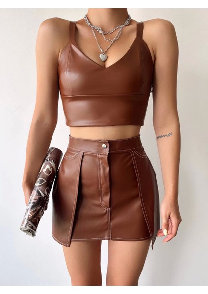 Kontrast Deri Etek Kahve W260015 modelleri