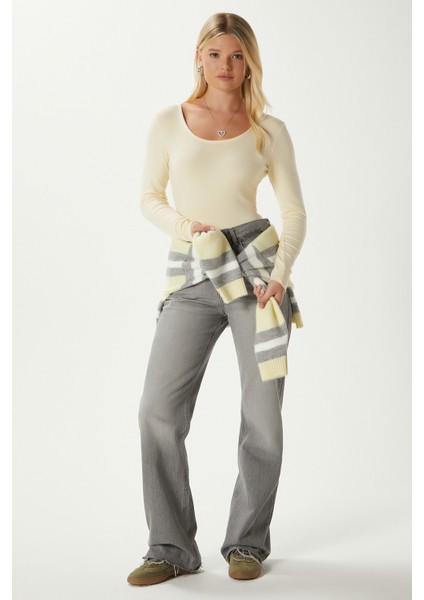 Kadın Heat Lux Touch U Yaka Tereyağı Sarısı Uzun Kol Soft Bluz fiyatları