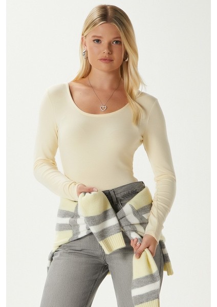 Kadın Heat Lux Touch U Yaka Tereyağı Sarısı Uzun Kol Soft Bluz indirimleri