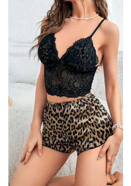 Nıghtlıght Kadın Dekolteli Saten Dantelli Tunik Şık Gecelik Lux Kaliteli Gece Elbisesi