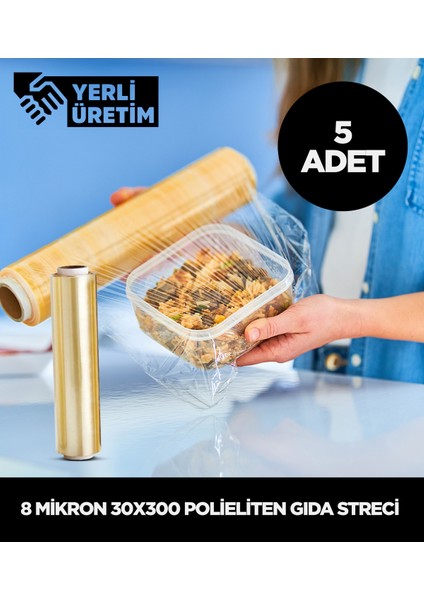 8 Micron 30X300 Polietilen Gıda Streci (5 Adet)