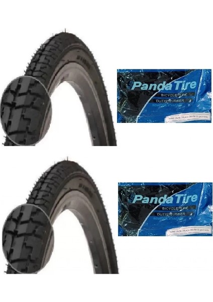 28 Jant 700X38C (40-622) (28X1.5/8-1.1/2) Bisiklet Dış Lastiği D2727 x 2 Adet + Plus Panda Iç Lastik Seti