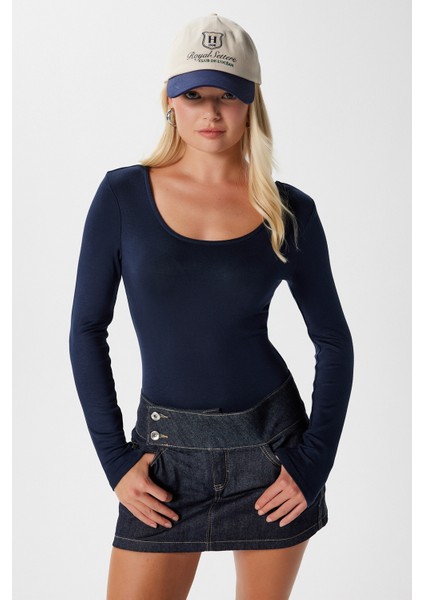 Kadın Heat Lux Touch U Yaka Lacivert Uzun Kol Soft Bluz fiyatları