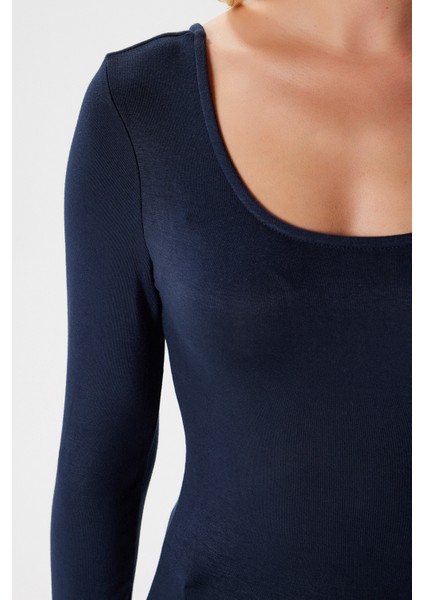 Kadın Heat Lux Touch U Yaka Lacivert Uzun Kol Soft Bluz fırsatları