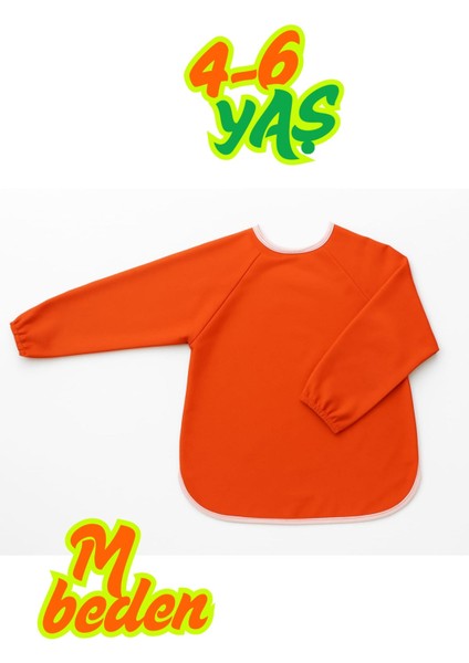 Turuncu Boyama Önlüğü M Beden 4-6 Yaş Su Itici Kumaş