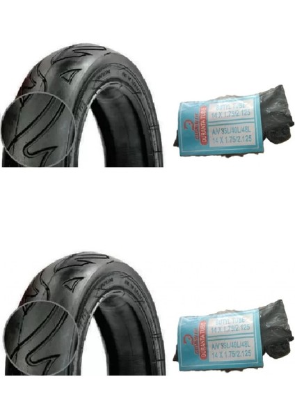 14 Jant 14X2.125 (57-254) Bisiklet Dış Lastiği D1466 x 2 Adet + Duranta Iç Lastik Seti