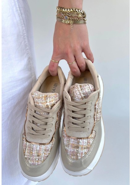 Hawer Bej Cilt Bağcıklı Spor Ayakkabı modelleri