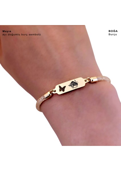 14 Ayar Altın Plakalı Boğa Burçlarına Özel Hasır Kordonlu Kelebek Motifli Hediye BILEKLIK-647BURÇ fırsatları