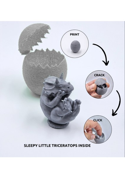 Dinozor Yumurtası-Çatlayan Yumurta Oyuncak-Dino Egg-Triceratops-1 Adet