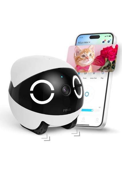 Ebo Rola Mini 2k Akıllı Evcil Hayvan Kamerası | Hareketli Robot Kamera | Telefon Uygulamalı | Ir Gece Görüşlü | 2 Yönlü Sesli Konuşma & Video Kaydı**