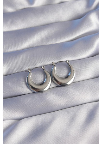316L Çelik Gümüş Renk Oval Ayna Model Küpe - PRT3500EB01666