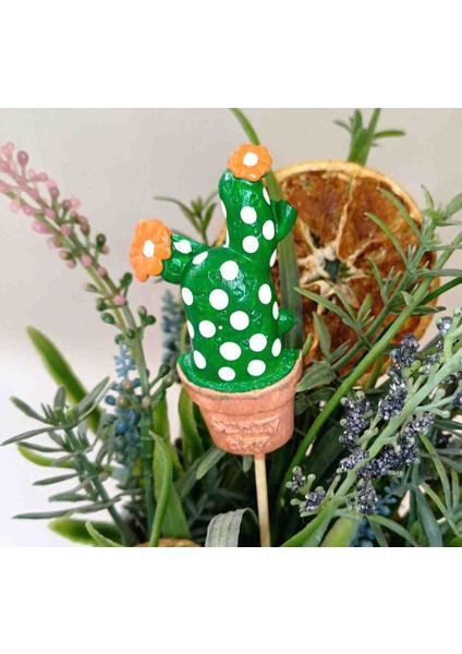 4lü Çiçekli Taş Kaktüs - Çubuk Süs -Çiçek Süsü - Kürdan Süs - El Yapımı Dekoratif Taş Obje fiyatları