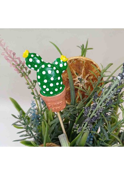 4lü Çiçekli Taş Kaktüs - Çubuk Süs -Çiçek Süsü - Kürdan Süs - El Yapımı Dekoratif Taş Obje fırsatları