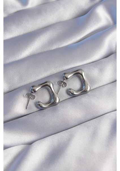 316L Çelik Gümüş Renk Minimal Bubble Küpe - PRT3500EB01669