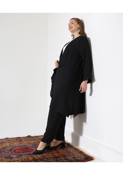 Şal Yaka Hırka Tesettür Büyük Beden Takım