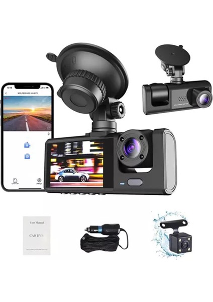 Dvr Wifi Dash Cam Gece Görüşlü Çarpışma Algılama Video Oto Araç Kayıt Içi Kamera Araba Park Monitörü