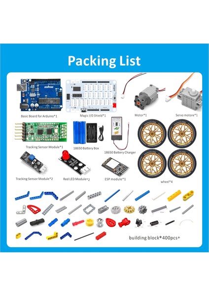 Model-T Building Block Robot Car Kit – Arduino Stem Eğitici Robotik Set fiyatları