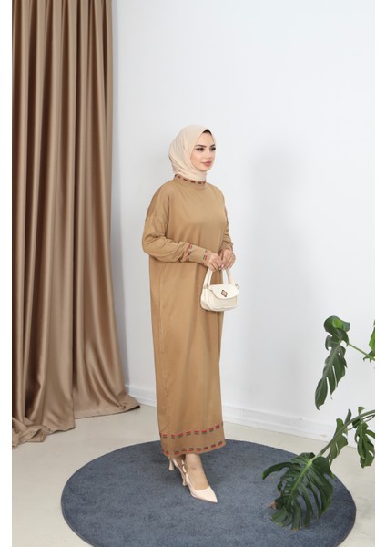 Şeritli Çift Renk Merserize Elbise fiyatları