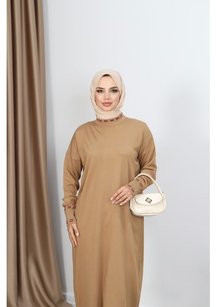 Şeritli Çift Renk Merserize Elbise modelleri