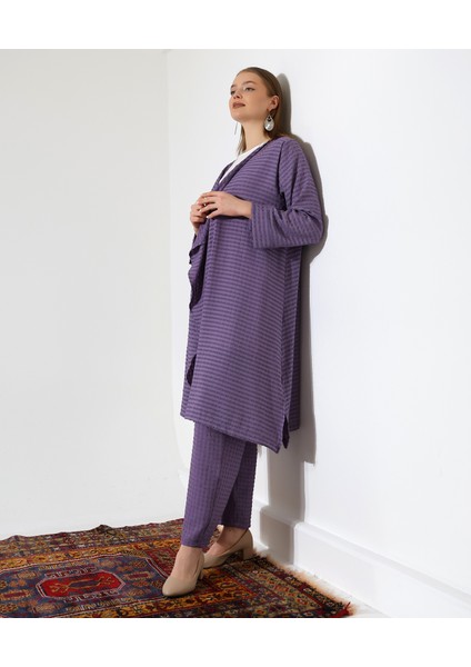 Şal Yaka Hırka Tesettür Büyük Beden Takım