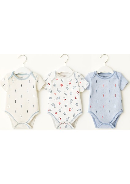 3'lü Erkek Bebek Body Seti 0-3 Ay