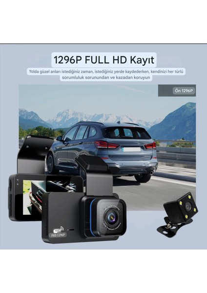 Çift Lens Wifi Dash Cam Dvr Gece Görüşlü Çarpışma Algılama Araç Içi Video Kamera Araba Park Monitörü fırsatları