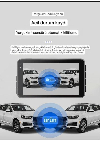 Çift Lens Wifi Dash Cam Dvr Gece Görüşlü Çarpışma Algılama Araç Içi Video Kamera Araba Park Monitörü