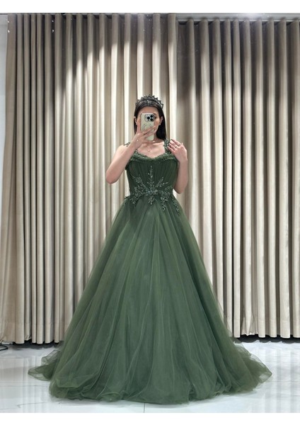 Haki Çift Yaka Işlemeli Nişanlık 762