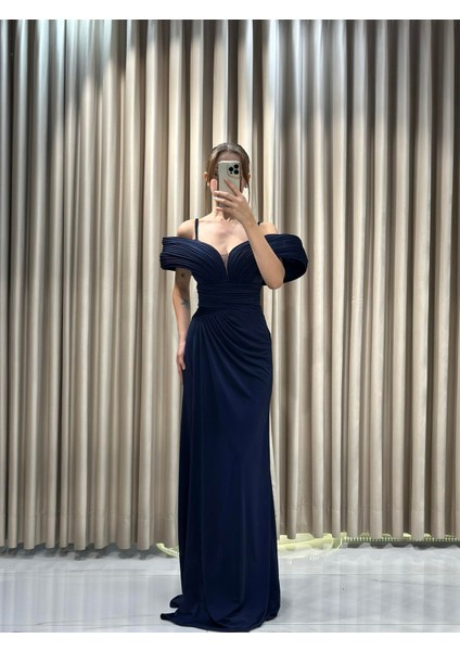 Lacivert Yaka Detay Yeni Sezon Abiye 5474