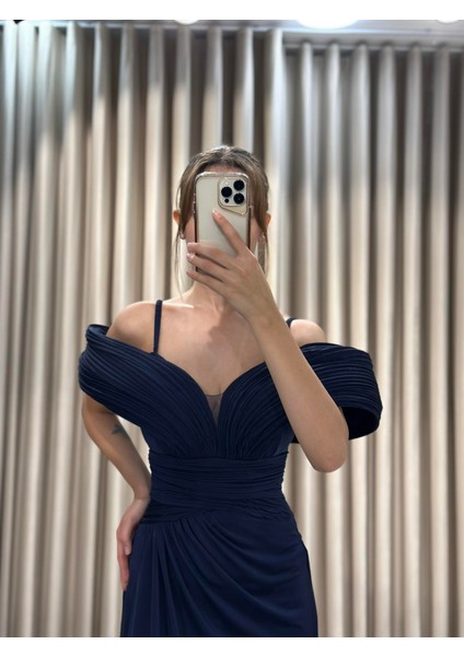 Lacivert Yaka Detay Yeni Sezon Abiye 5474 modelleri